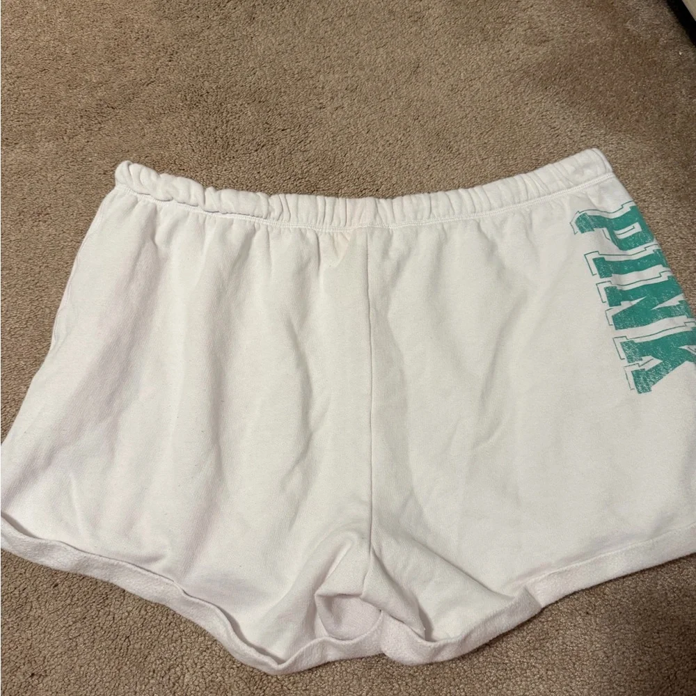 PINK Victoria's Secret White Elastic Waist Drawstring Shorts - Picture 3 of 4